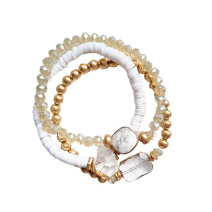 WHITE & GOLD BRACELET SET