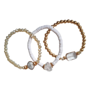 WHITE & GOLD BRACELET SET