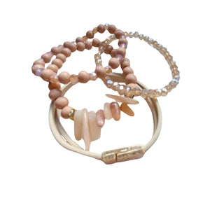 DUSTY PINK BEADED BRACELET SET