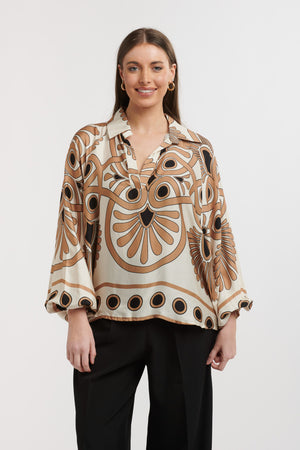 PRINTED PUCCI SHIRT - COFFEE