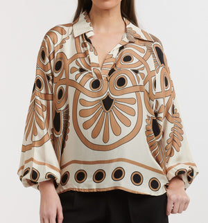 PRINTED PUCCI SHIRT - COFFEE