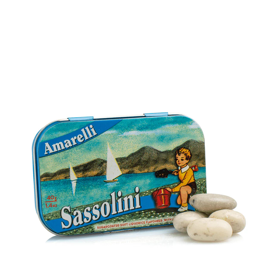 SASSOLINI SUGAR COATED LIQUORICE TIN