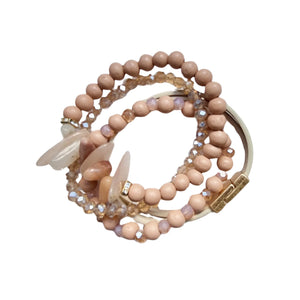 DUSTY PINK BEADED BRACELET SET