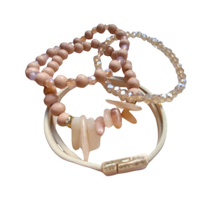 DUSTY PINK BEADED BRACELET SET