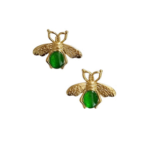 BEE STUD GREEN EARRING