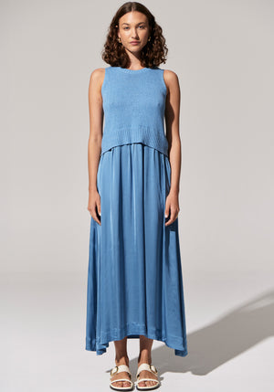 ESTEL KNIT TANK DRESS - BLUE