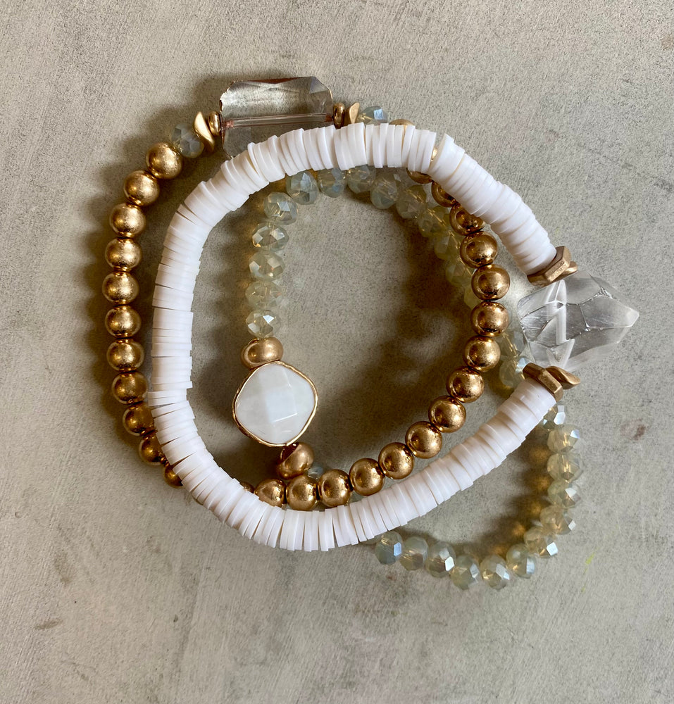 WHITE & GOLD BRACELET SET