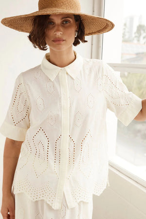 PIXEL TOP - CREAM BRODERIE